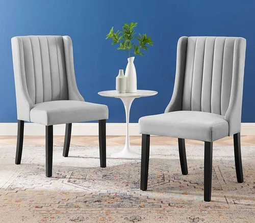 Vista 2 de Modway Renew Parsons Performance - Sillas auxiliares de terciopelo para comedor, juego de 2 unidades, color gris claro