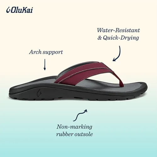 Vista 2 de OLUKAI Ohana Koa - Sandalias de playa para hombre, de secado rápido, resistentes al agua y ligeras, plantilla moldeada por compresión y ajuste suave