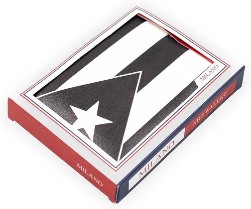 Vista 6 de Paul Walter - Billetera de cuero vegano con estampado de bandera de Puerto Rico para hombre en caja de regalo hecha a mano, el mejor regalo para él