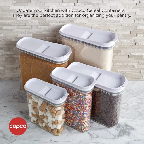 Vista 6 de Copco Contenedor transparente de almacenamiento de cereales de 4.75 cuartos de galón, tapa abatible hermética, plástico sin BPA, organizador