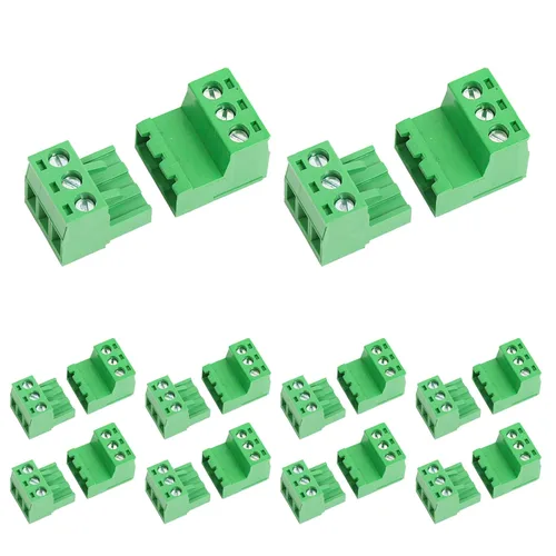 Vista 10 de 10 pares de conectores de bloque de terminales de tornillo enchufables de 2 pines de 5,08 mm de paso con enchufe Phoenix para cable de 28-12AWG