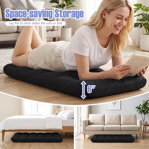Vista 7 de GIANTEX Sofá de suelo, silla de videojuegos con 14 posiciones ajustables, respaldo acolchado, asiento acolchado para el suelo, silla plegable