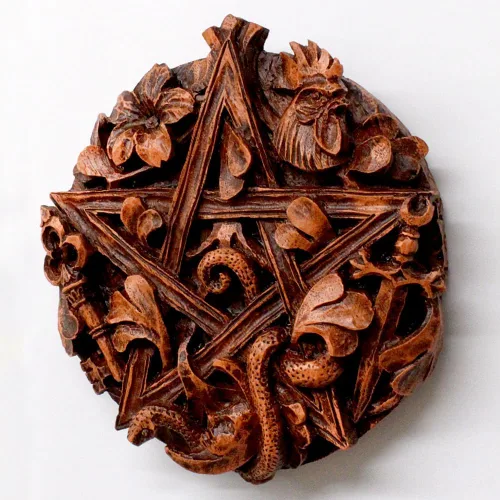 Vista 5 de Dryad Design Cimaruta - Placa de pared con diseño de pentáculo, Wiccan Pagan Italian Witchcraft Home Decor (acabado de madera)