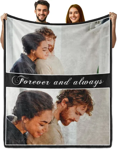 Vista 15 de PUREFLY Manta Personalizada con Texto y Fotos, Mantas Personalizadas Regalos para Esposo Esposa Novia Novio Cumpleaños Aniversario Boda San Valentín
