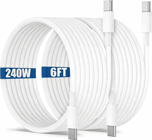 Vista 10 de Cable de carga USB C a C de 6 pies, 60 W, cable de carga rápido tipo C a C para Apple iPhone 17 Pro Max/17 Air/16 Pro Max/15 Plus, MacBook Pro