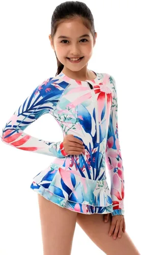 Vista 6 de Traje de baño a juego para mujeres y niñas traje de baño de manga larga de una pieza con protección UPF 50+ (por favor, pide por separado)