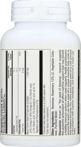 Vista 4 de HERITAGE STORE Cápsulas líquidas de aceite de semilla negra de 650 mg, suplemento de aceite Nigella sativa con timoquinona, Omega 3 6 9
