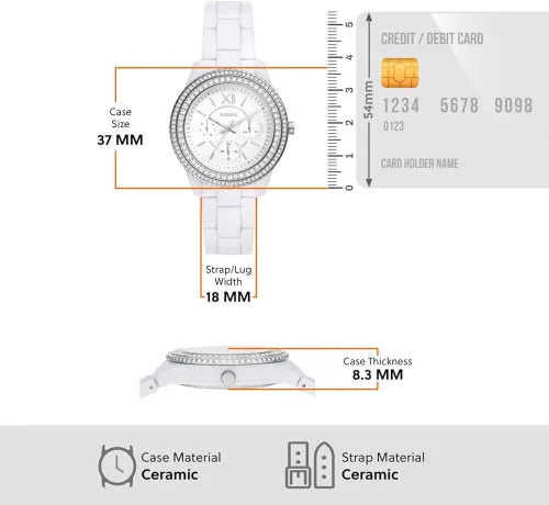 Vista 8 de Fossil Stella Quartz - Reloj cronógrafo de acero inoxidable para mujer