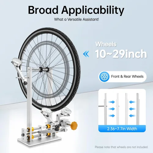Vista 5 de Soporte de rueda de bicicleta, soporte profesional de reparación de ruedas de bicicleta plegable para ruedas de 10 a 29 pulgadas, ancho de llanta