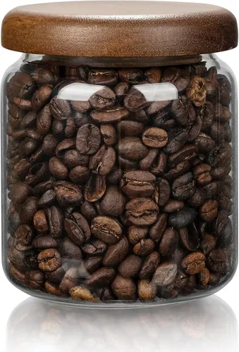 Vista 14 de 1 tarro de almacenamiento de vidrio con tapas herméticas, recipiente de café de 54 onzas líquidas (54.1 fl oz) con tapa de madera, recipiente