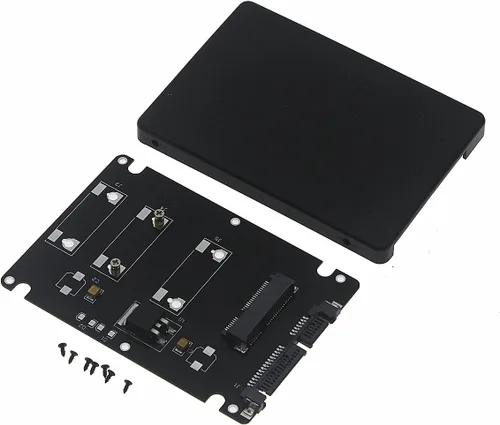 Vista 5 de Mini PCI-E mSATA SSD a 2.5" SATA Tarjeta Adaptadora con Caso-Negro