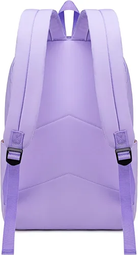 Vista 7 de LOIDOU Mochila para la escuela, adolescentes, niñas, niños, mochila casual, ligera, para estudiantes de secundaria, universidad, Púrpura, Casual