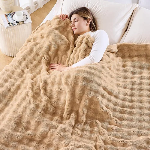 Vista 41 de NEWCOSPLAY Manta para Sofá Aqua Súper Suave de Franela Polar 3D Burbuja Ligera Manta de Cama para Uso en Todas las Estaciones (Aqua, Throw(50"x60"))