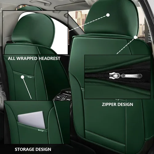 Vista 3 de Fundas de asiento de coche para Jeep Commander 2006-2010, funda de asiento de PU de cuero suave impermeable y transpirable con bolsillos