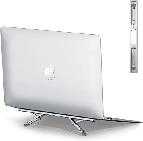 Vista 9 de Elevadores de computadora portátil para escritorio, soporte para laptop de 4 alturas ajustables, elevador de teclado, patas ergonómicas
