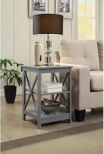 Vista 2 de Convenience Concepts Oxford Mesa Auxiliar 15.75" - Mesa Moderna de Sala de Estar con Estantes de Almacenamiento, Mesa Auxiliar de Noche Transicional