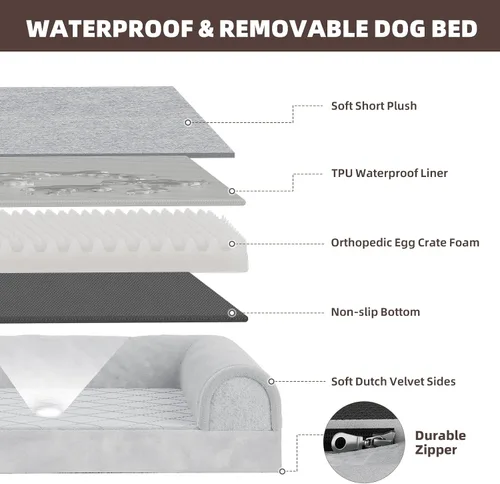 Vista 6 de Simple Trending Cama para perros grandes, cama ortopédica XL para mascotas con lados, sofá de espuma impermeable con funda extraíble y parte