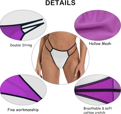 Vista 3 de T Back Sexy Low Rise Variedad Elástico Invisible Patrones de Tangas para Mujer