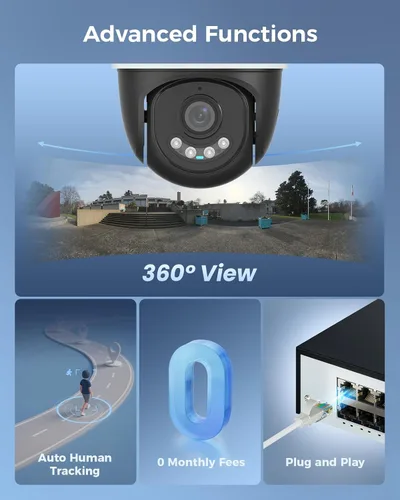 Vista 4 de Hiseeu Sistema de cámara PoE Secuirty de 6 MP, con 2 cámaras de seguridad con cable PoE de 5MP para exteriores e interiores, audio de 2 vías, visión