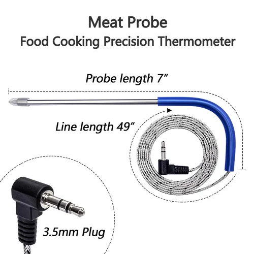 Vista 2 de Paquete de 2 sondas de carne para parrilla de pellets Traeger, piezas de repuesto para sondas de temperatura, enchufe de 0.138 in, termómetro