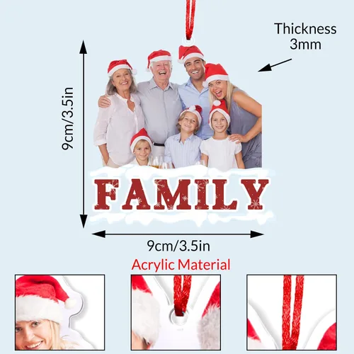 Vista 2 de Adorno personalizado para tu foto, adornos de Navidad con foto personalizada, adorno familiar personalizado, regalo para árbol de Navidad, chimenea