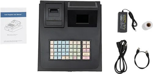 Vista 3 de Caja registradora electrónica 48Keys Registro Negro Caja de supermercado Quiosco Retail Pos Sistema Caja Registradora 8 Pantalla LED Digital Caja