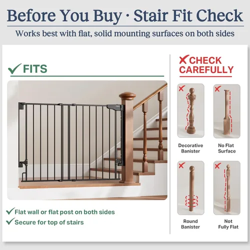 Vista 5 de Cumbor 29.2–43" Puerta de bebé para escaleras, de montaje en pared (se requiere taladrar), puerta para perros expandible sin barra inferior, puerta