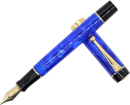 Vista 2 de Gullor Pluma estilográfica de resina acrílica JH100 Punta media con caja original - Azul