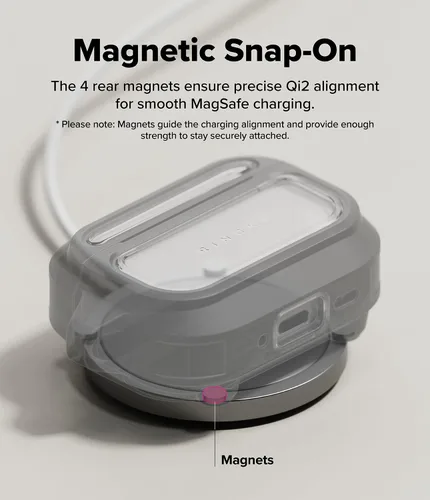 Vista 4 de Ringke UX - Funda magnética para AirPods Pro 3, a prueba de golpes, con mosquetón, transparente