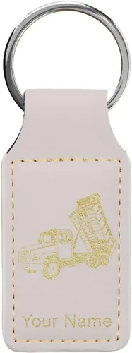 Vista 13 de LaserGram Llavero rectangular, camión volquete, grabado personalizado incluido