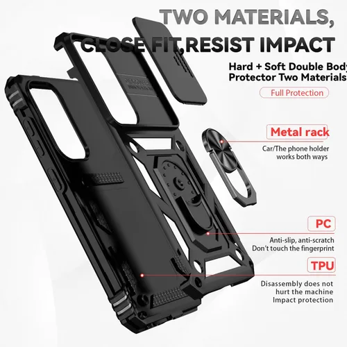 Vista 8 de Funda para Samsung Galaxy S24 con cubierta para lente de cámara, protector de pantalla HD, doble capa de grado militar, probada contra caídas