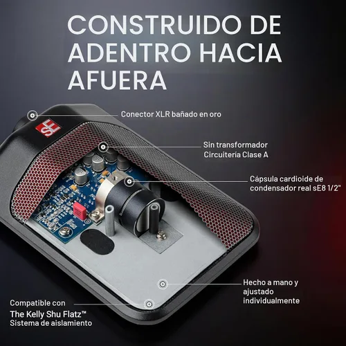 Vista 4 de SE ELECTRONICS BL8 Micrófono de límite medio cardioide para tambores, piano de cola, ambiente, Miking de piso y escenario y más, micrófono