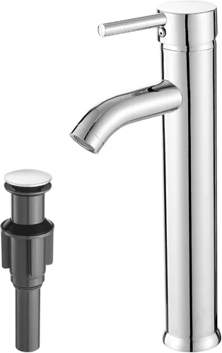 Vista 8 de Grifo de Baño Negro de Una Sola Manija, Grifo de Lavabo de Baño con Desagüe Pop-up, Grifo de Lavabo RV, Grifo Mezclador de Lavabo con Placa