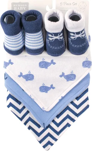 Vista 88 de Hudson Baby Conjunto de babero y calcetines unisex de algodón para bebé