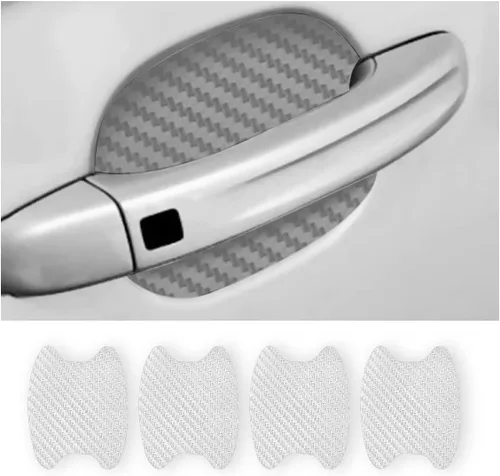 Vista 7 de 4 calcomanías protectoras de manija de puerta de auto, película protectora universal de fibra de carbono antiarañazos para manija de puerta de auto
