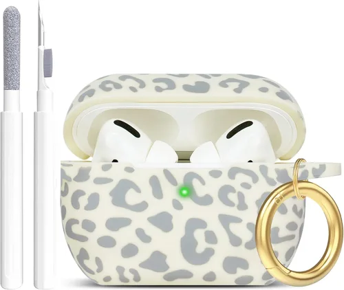 Vista 19 de Compatible con funda AirPods Pro 2019, Gawnock Funda de silicona suave y flexible para funda AirPods Pro para mujeres y niñas con llavero (Caqui)