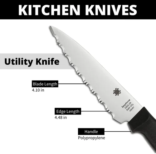 Vista 4 de Spyderco Cuchillo utilitario de cocina ligero con hoja de acero inoxidable MBS-26 y mango de plástico de polipropileno