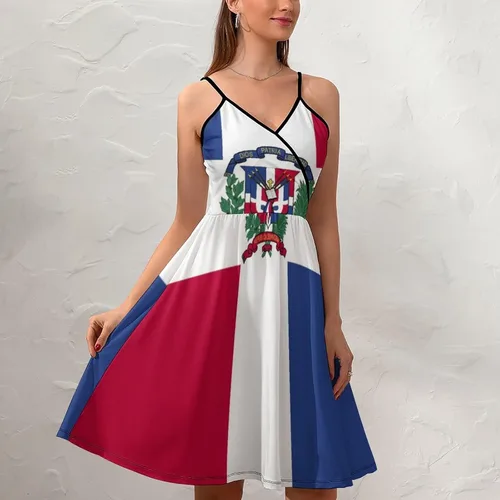 Vista 7 de Vestido de mujer con bandera dominicana para mujer, top de verano, talla S