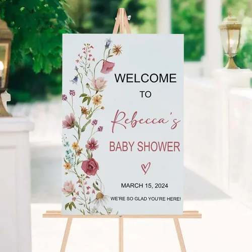 Vista 9 de Plantilla de Letrero de Bienvenida para Baby Shower con Foto, Letrero de Bienvenida para Baby Shower Minimalista Editable, Letrero de Bienvenida