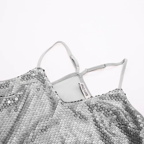 Vista 2 de GRACE KARIN - Camiseta brillante sin mangas con lentejuelas para mujer