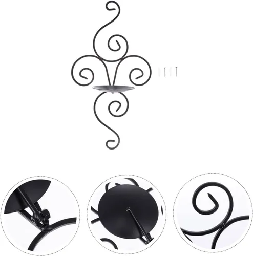 Vista 5 de IMIKEYA Candelabros colgantes para pared, candelabros de hierro, decoración elegante, acabado negro