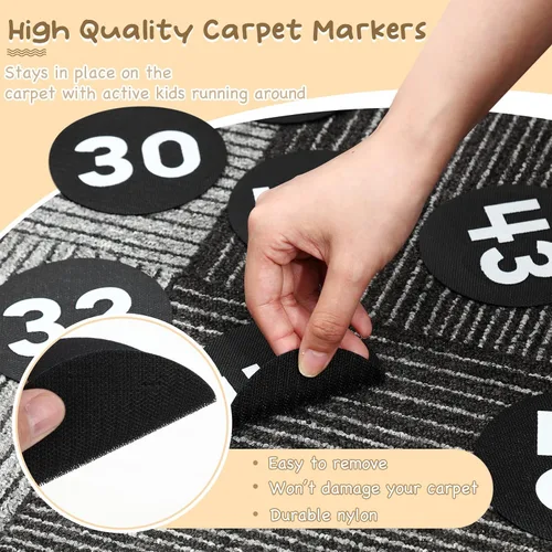 Vista 3 de Ireer 48 puntos marcadores de alfombra, puntos de alfombra con número 1-48, puntos de alineación para alfombra, suministros de decoración de puntos