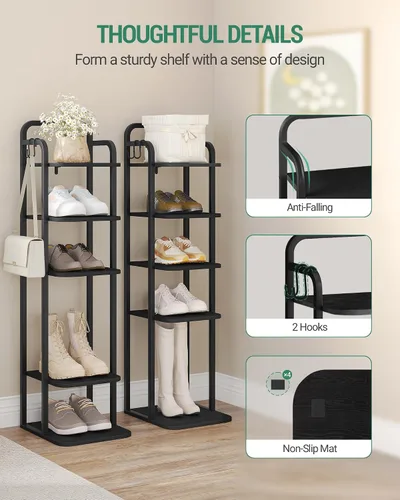 Vista 3 de Hzuaneri - Zapatero vertical, estantes para zapatos, organizador de madera para el armario, entrada, torre de zapatos para espacios pequeños, de pie