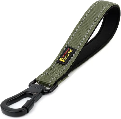 Vista 25 de PLUTUS PET Correa corta para perro, mango acolchado de nailon reflectante, correa de tráfico fuerte con clip de mosquetón, perfecta para perros Beige