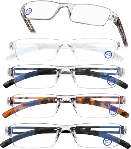 Vista 8 de AQWANO 5 Pack Rimless Reading Glasses Women Men Blue Light Block, Lightweight Clear Frames Computer Readers Anti Glare