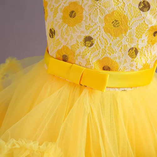 Vista 5 de Vestido de princesa para niña, vestido de tul hinchado, vestido de graduación, dama de honor, boda, fiesta de cumpleaños, vestido sin mangas