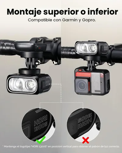 Vista 4 de Magicshine Hori 1300S 1300LM Bike Light with Mount for Garmin/Wahoo Negro