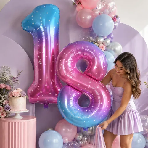 Vista 156 de Globo negro del número 0 para niñas y niños, 40 pulgadas, grande, número 0-9, de papel de aluminio, de Mylar para helio, juego de globos digitales