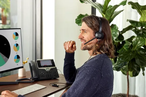 Vista 3 de Cisco Auriculares 321 USB, auriculares con cable en la oreja, controlador Webex con USB-A, negro carbón, garantía de responsabilidad limitada de 2