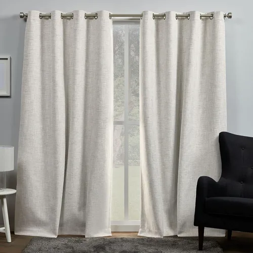 Vista 23 de Exclusive Home Burke - Par de paneles de cortinas 100 % opacas con ojales en la parte superior, 52 x 63 pulgadas, negro, juego de 2